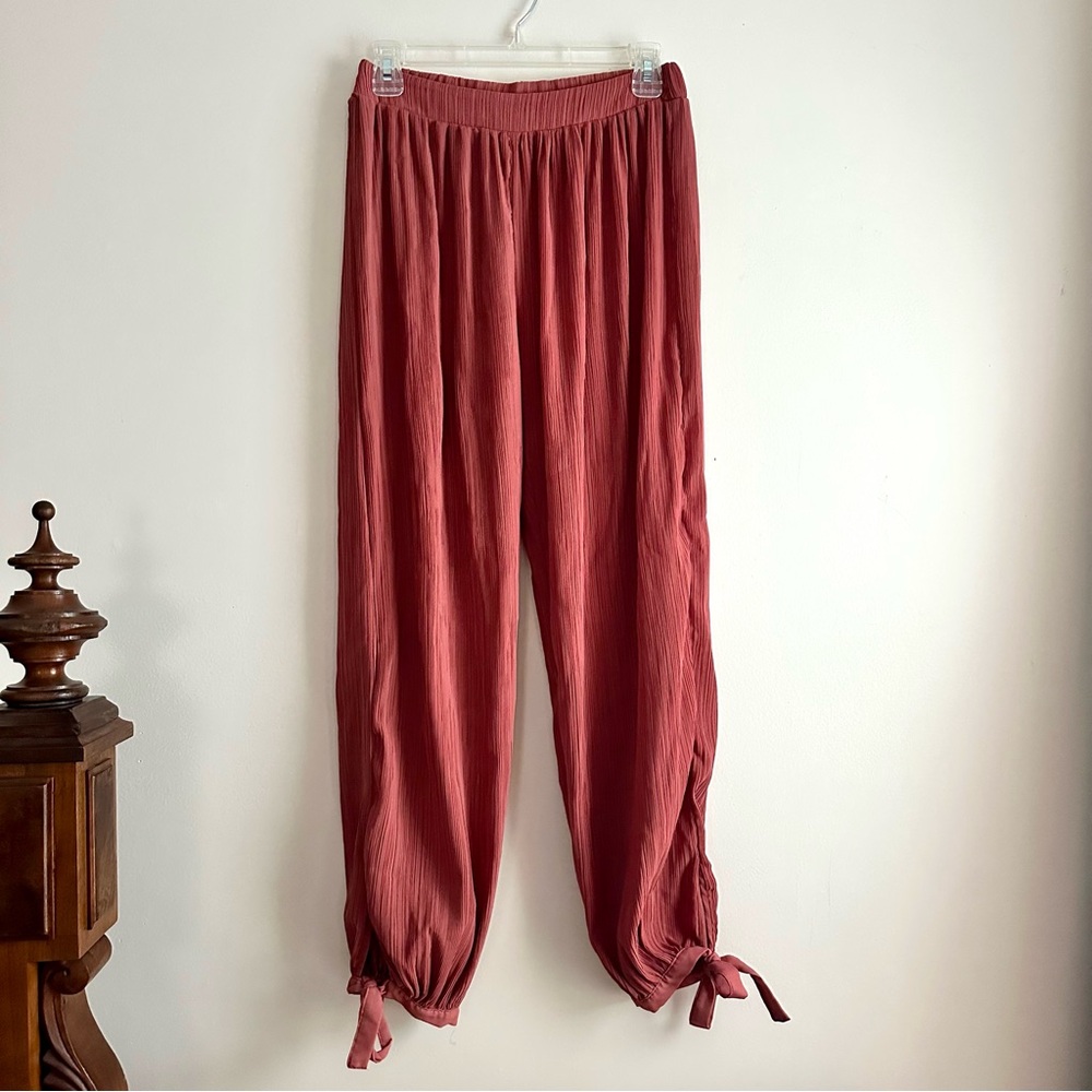 Zara • Sheer Flowy Tie Ankle Balloon Pants